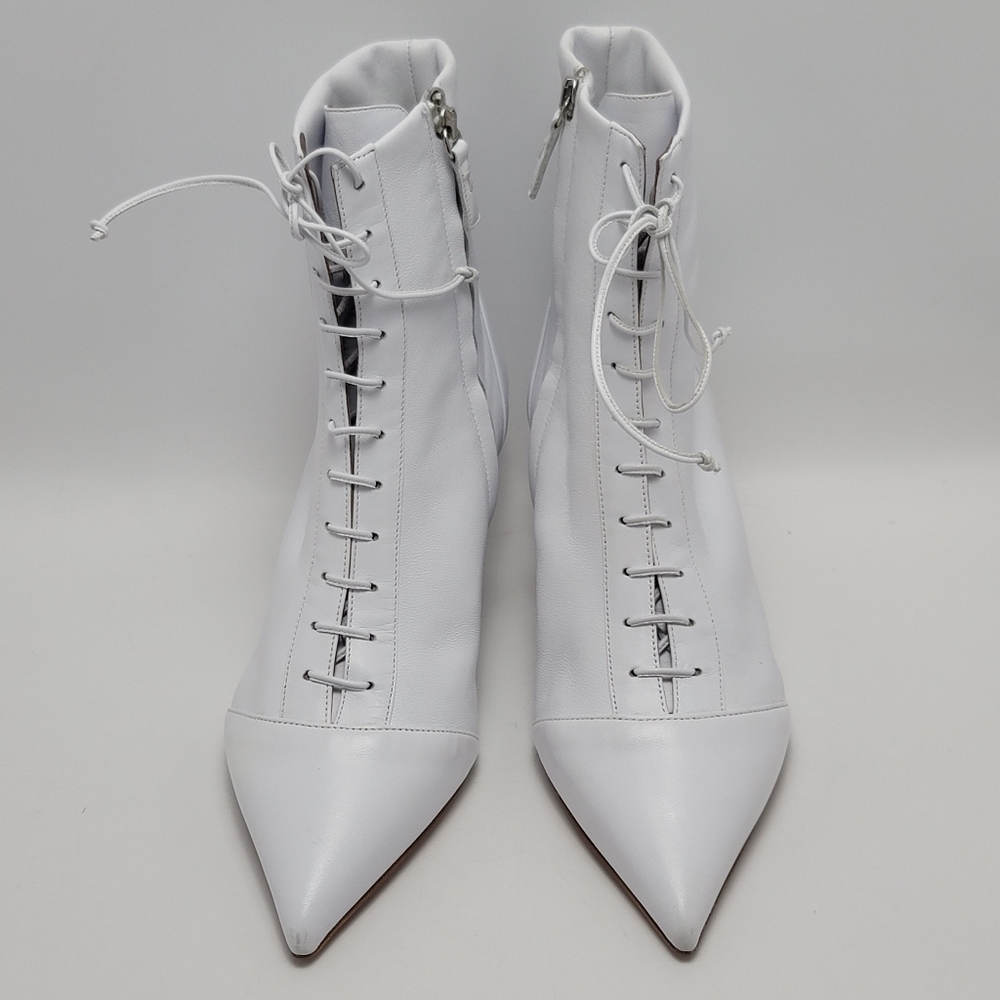 Tabitha Simmons Emmet Lace Up White Leather Ankle Pointed Toes Boots Size 39 - Picture 10 of 12